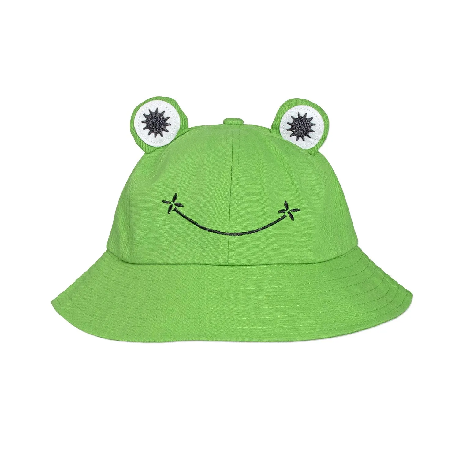 Bucket Hat Frog Shape Green Ear Design (One Size)