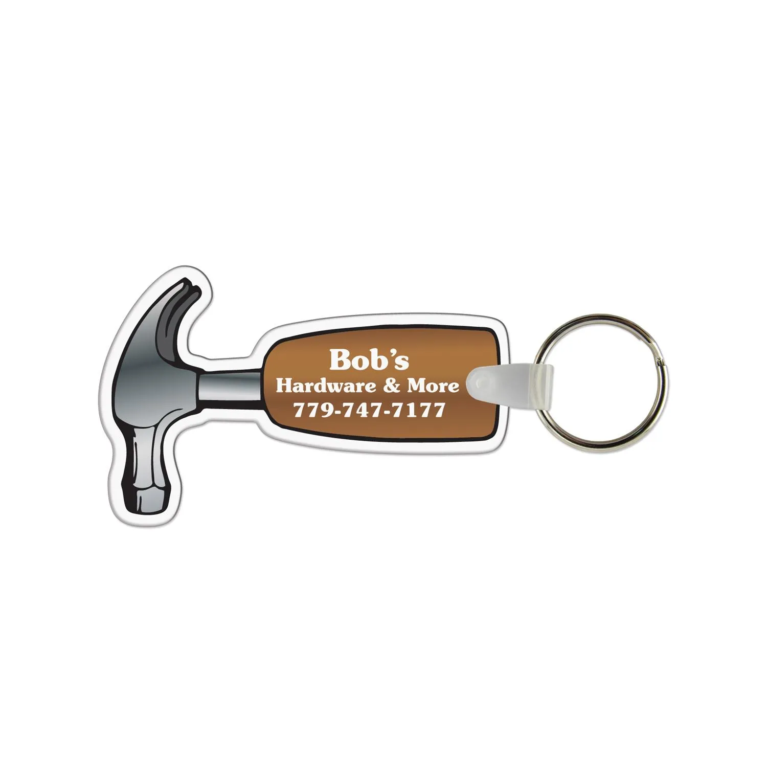 Custom Keychains Hammer Shape Vinyl USA Made Full Color
