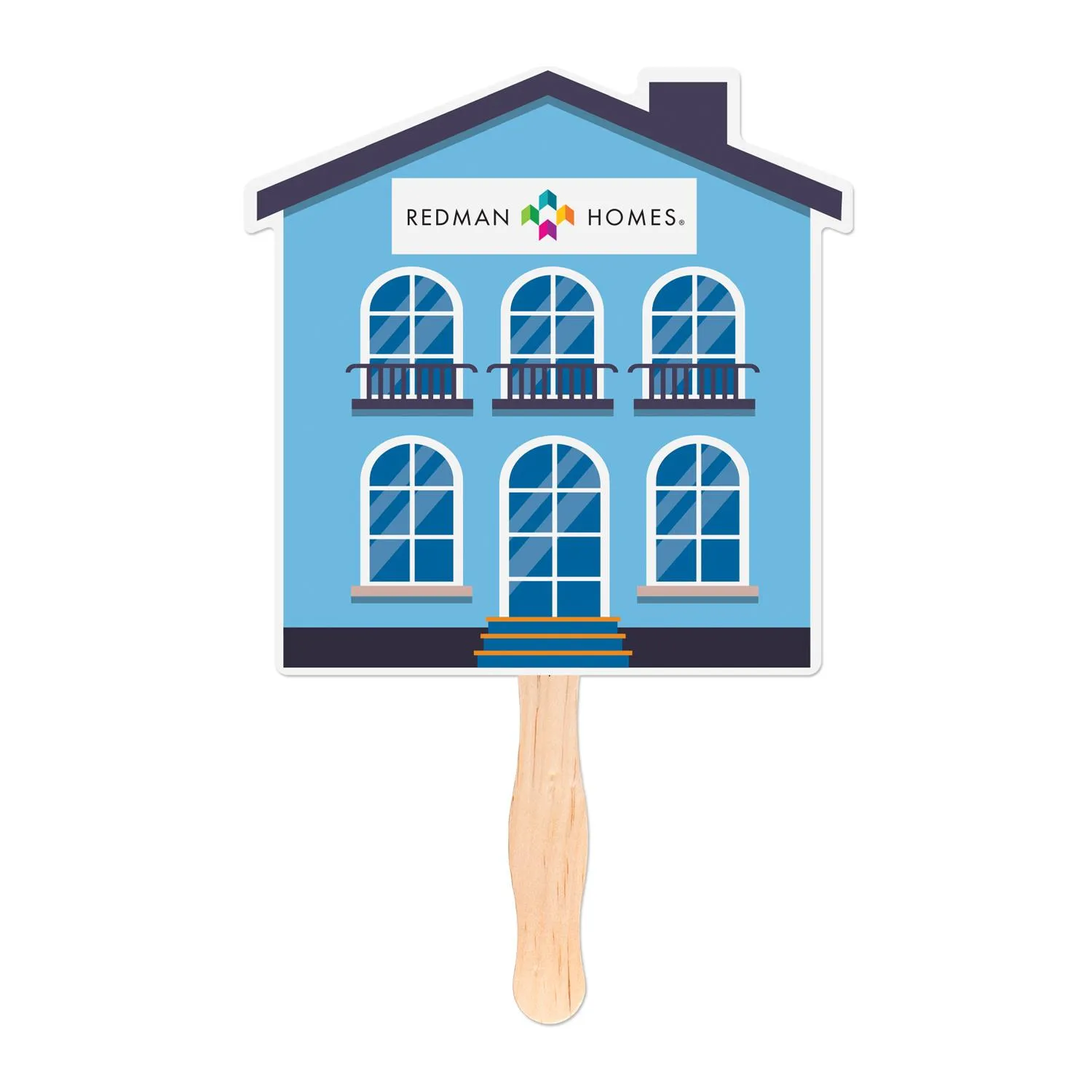 House Shaped Hand Fan Full Color Print Made to Order