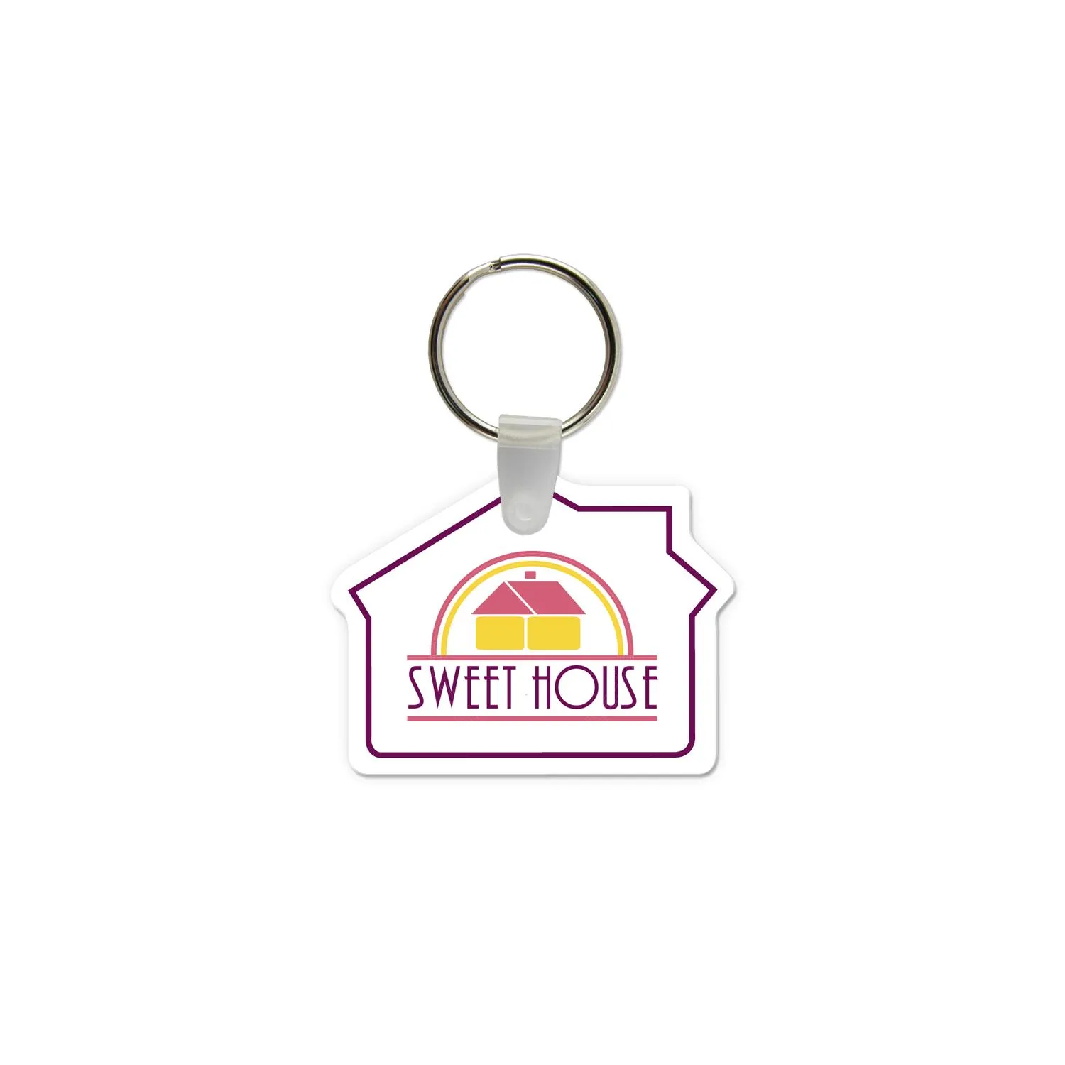 House Shaped Vinyl Keychain USA Made Full Color Hinge