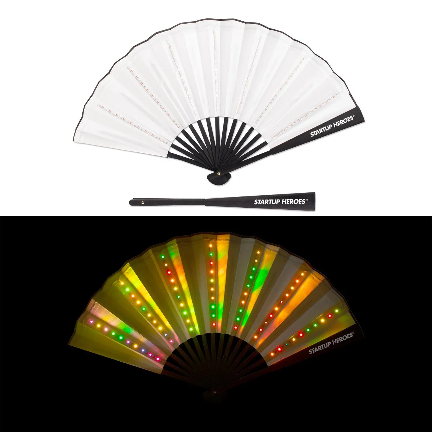 LED Hand Fan Foldout Wood Accordion Style Custom