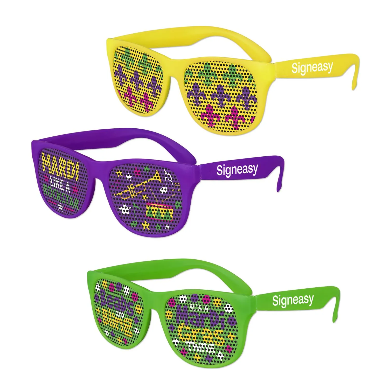 Pinhole Sunglasses Mardi Gras Art Design Assorted