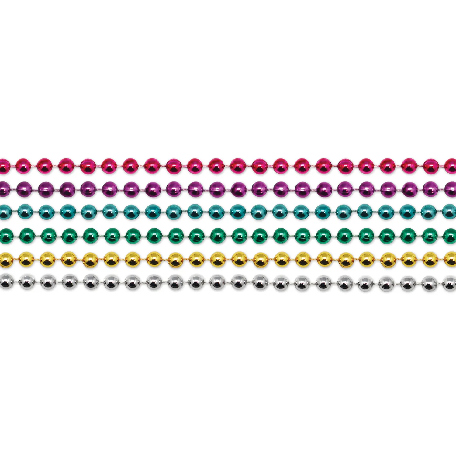 Metallic Bead Necklace Assortment Parade Throw (144 Pack)