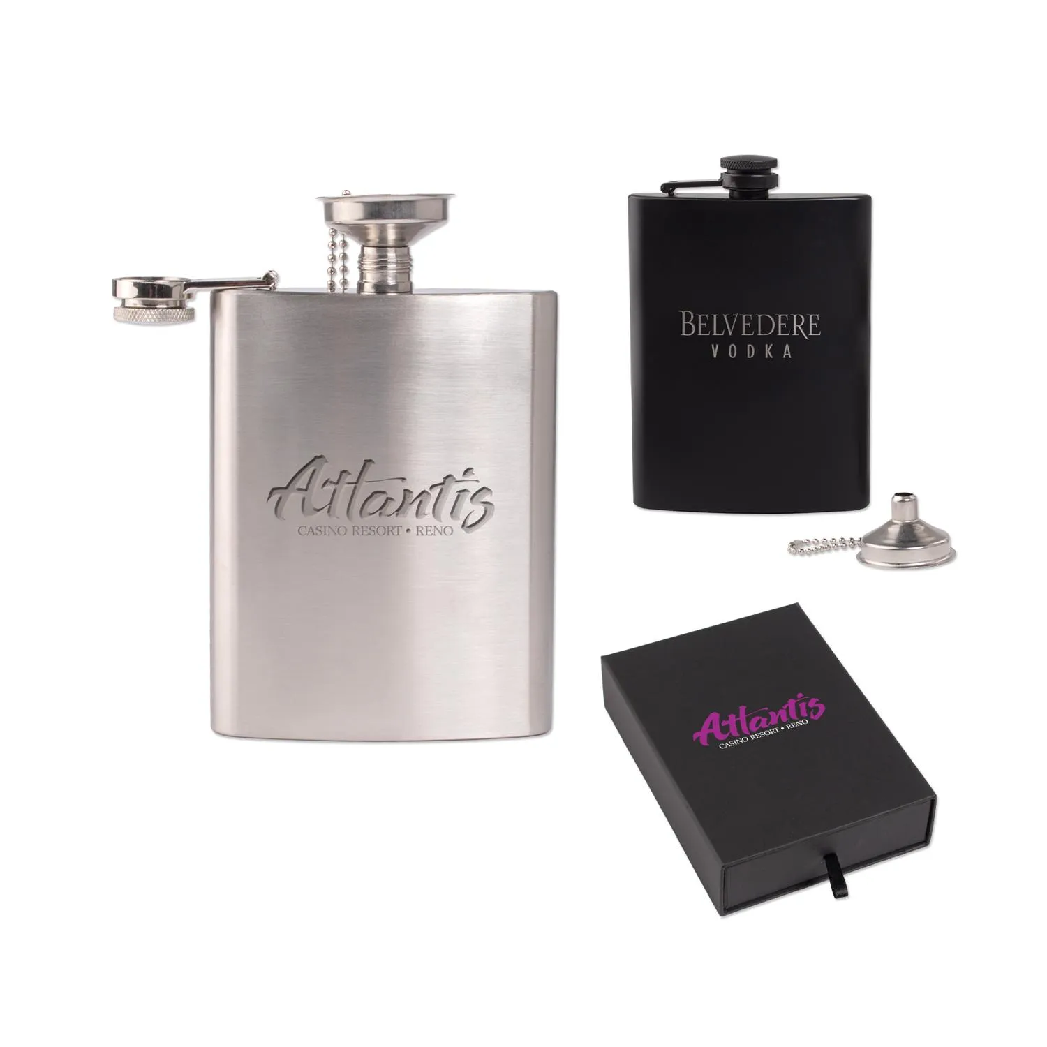 Stainless Steel Flask Gift Set with Funnel - 8 oz