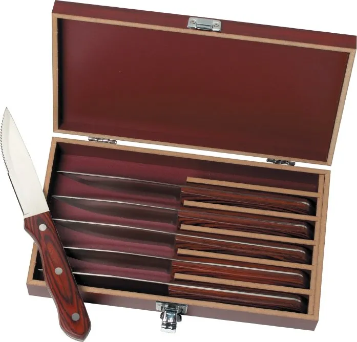 Manchurian Ash 6-Piece Steak Knife Slim Case Set