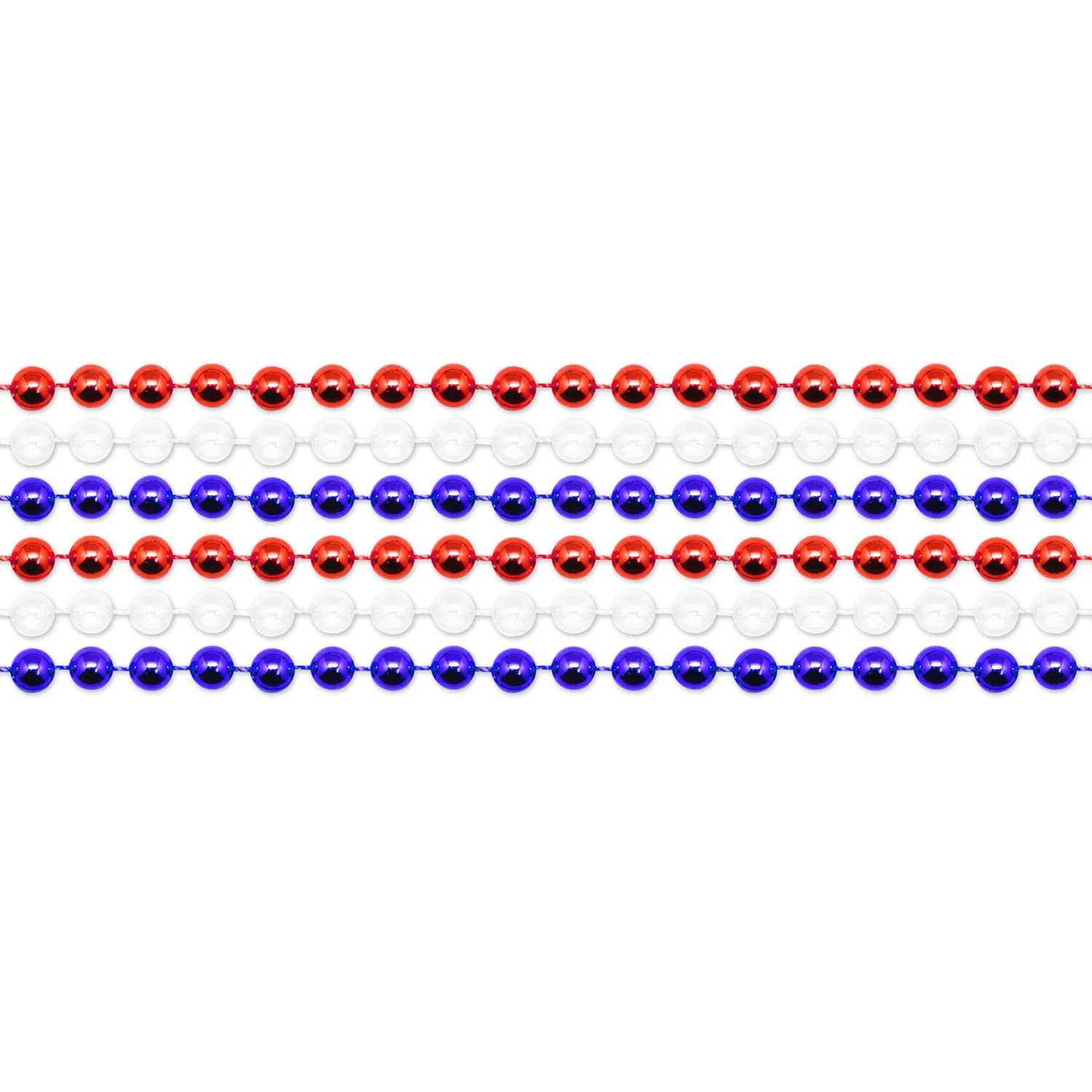 Patriotic Bead Necklace Assortment Red White Blue - 33 in