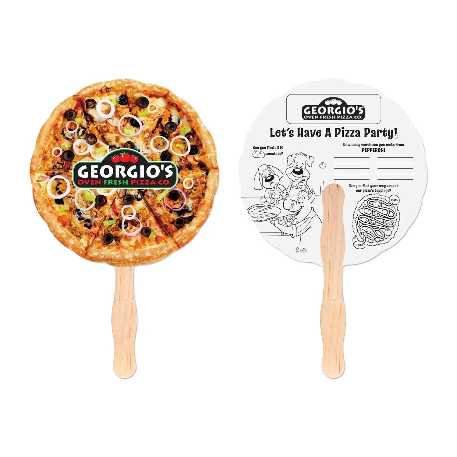 Custom Hand Fan Pizza Shape Educational Coloring
