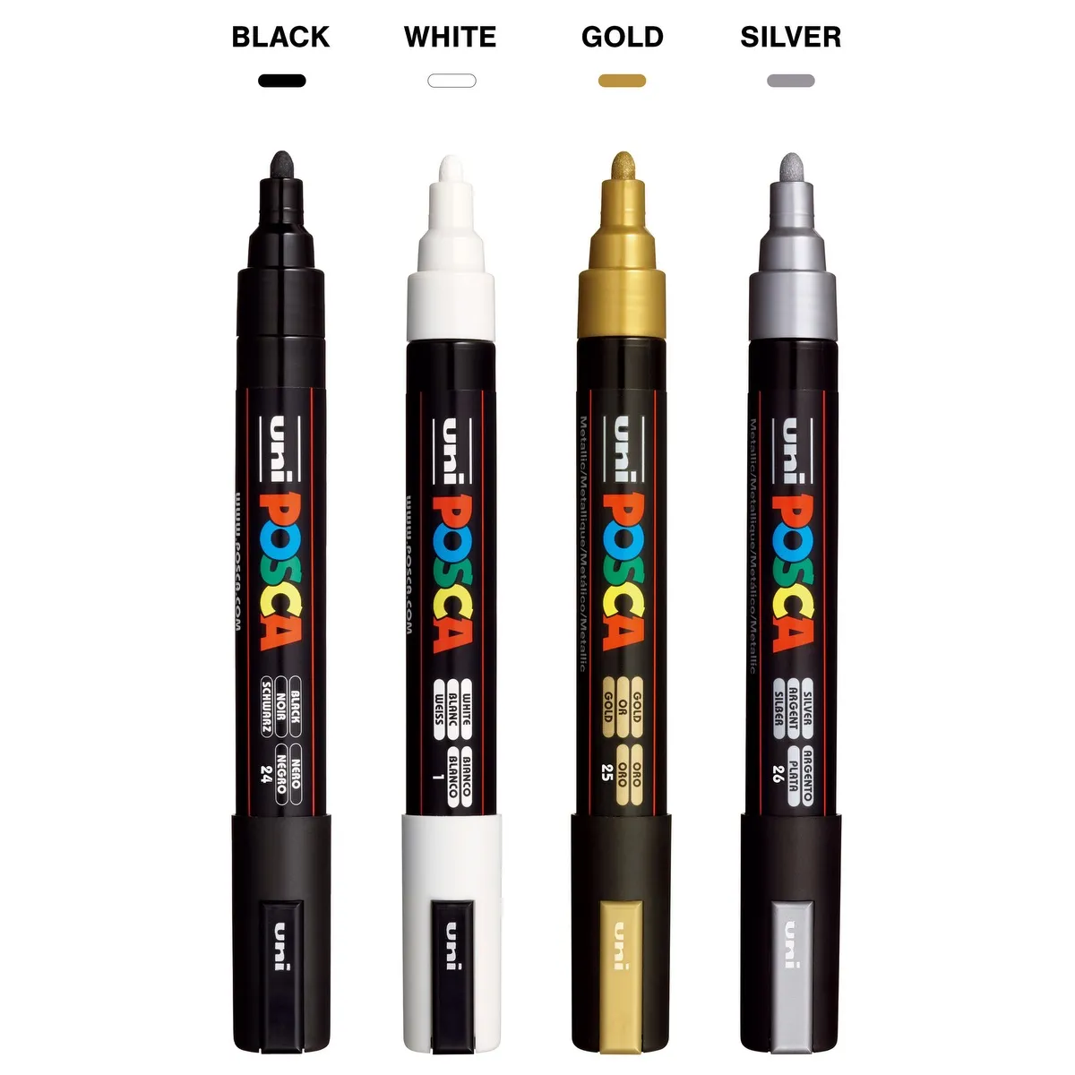 POSCA 4 Piece Metallic Marker Set with Bag - product view 2