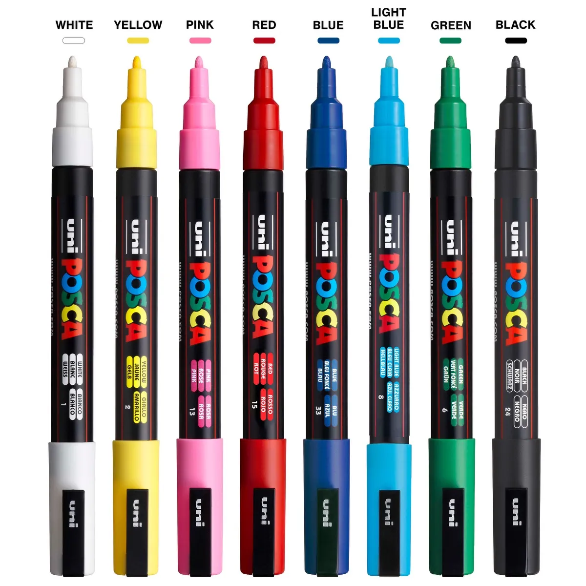 POSCA 8 Piece Basic Marker Set with Bag - Fine - product view 2