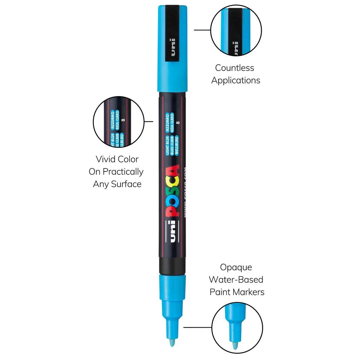 POSCA 8 Piece Basic Marker Set with Bag - Fine - product view 13