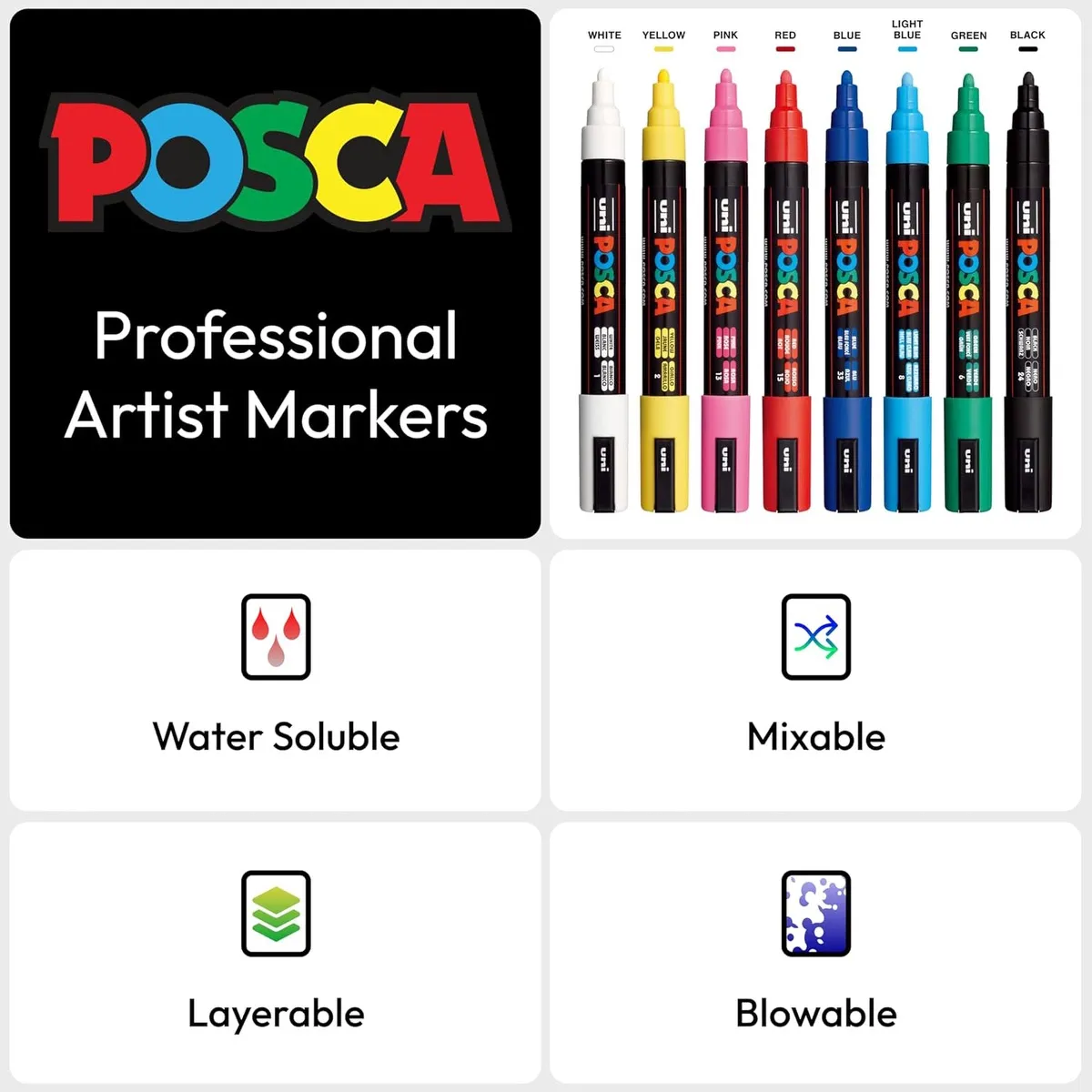 POSCA 8 Piece Basic Marker Set with Bag - Medium - product view 17