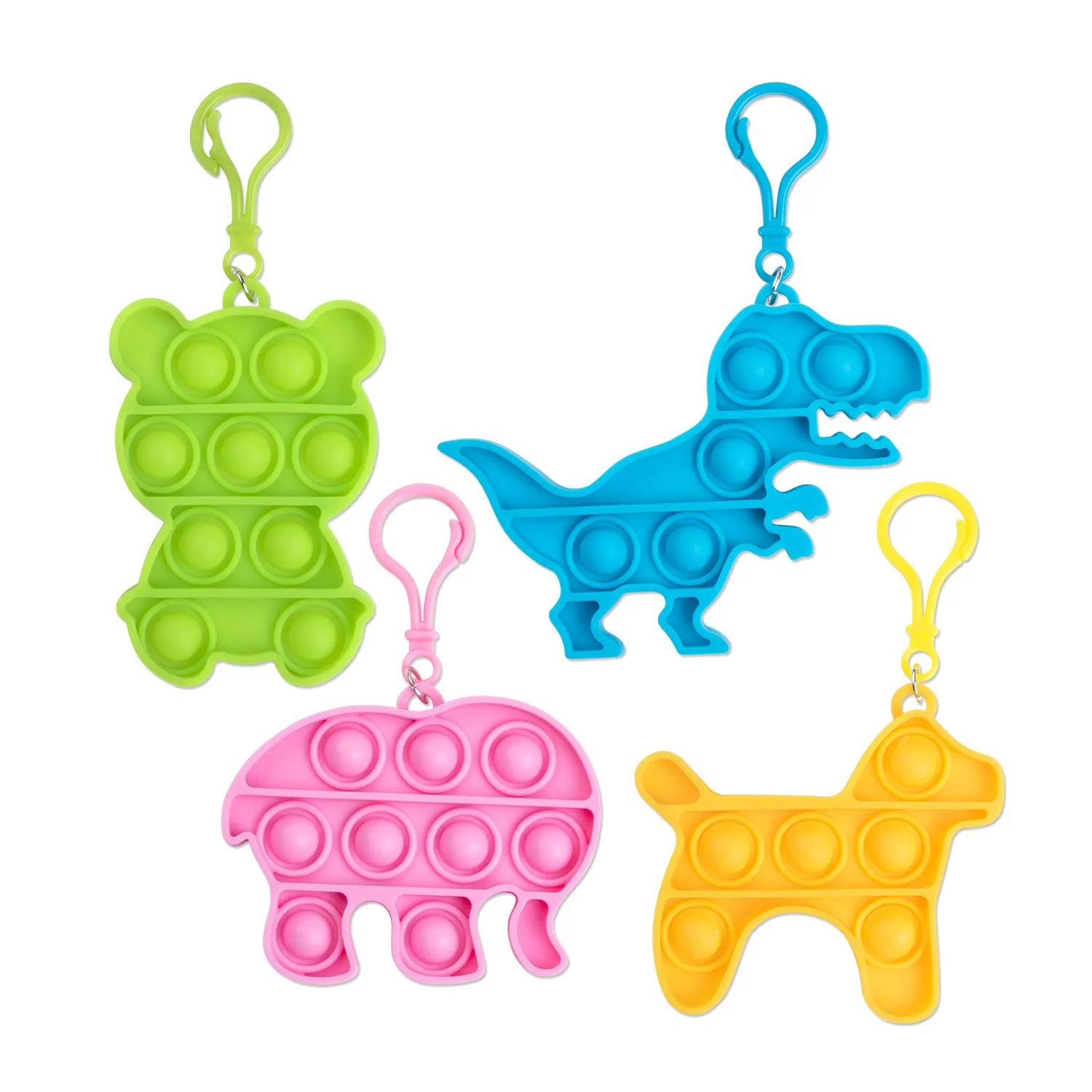 Popper Toy Keychain Animal Shapes - 24 Pack