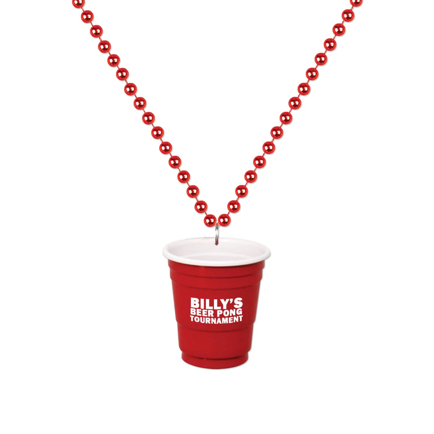 Shot Glass Necklace Red Cup on Beads - 33 in 7mm