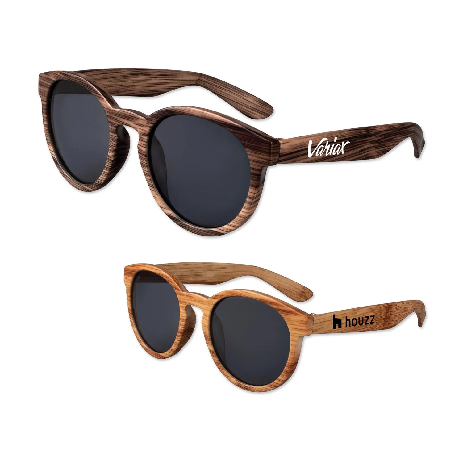 Sunglasses Round Lens Wood Grain Silicone Unique