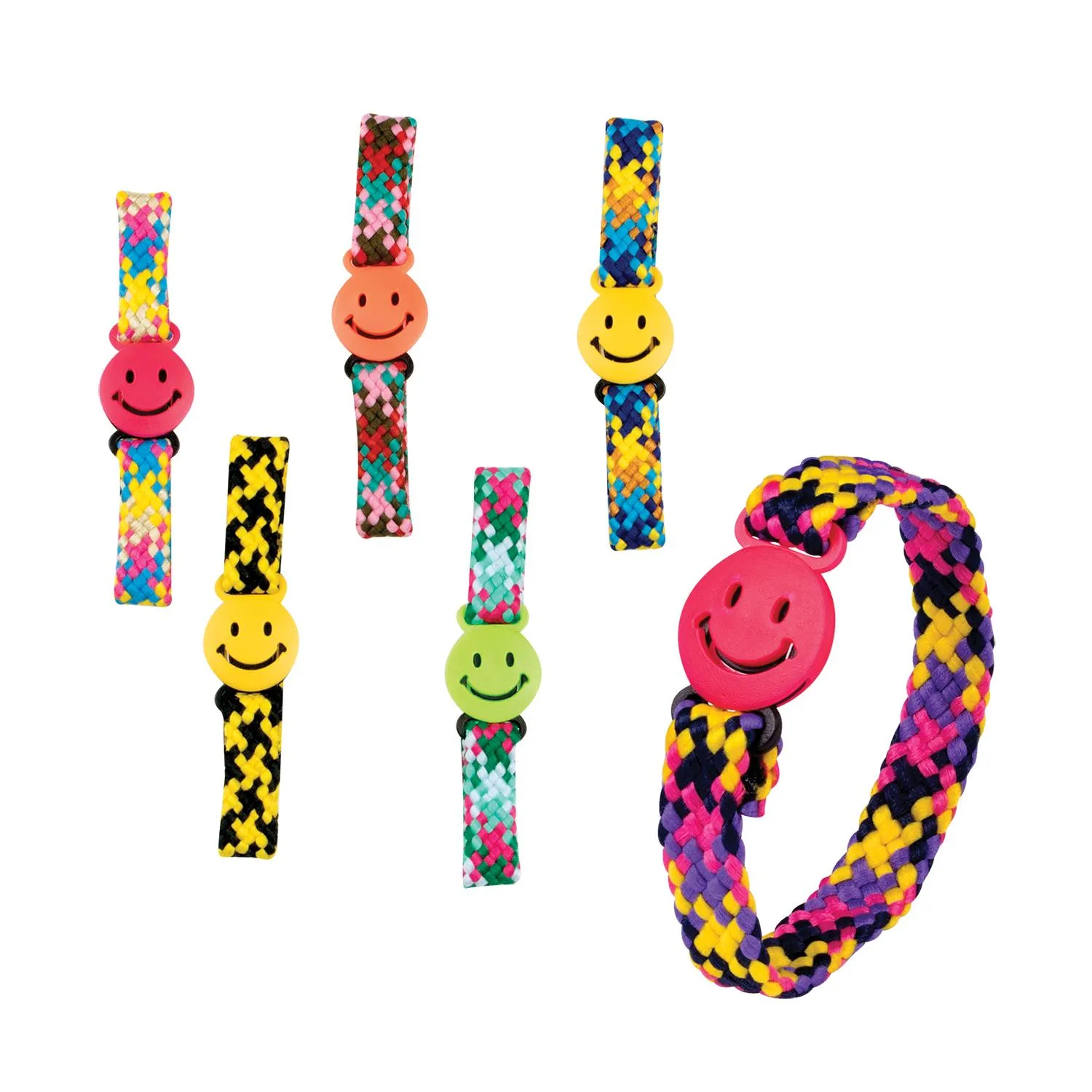 Buckle Bracelets Smile Woven Bright Colors (72 Pack)