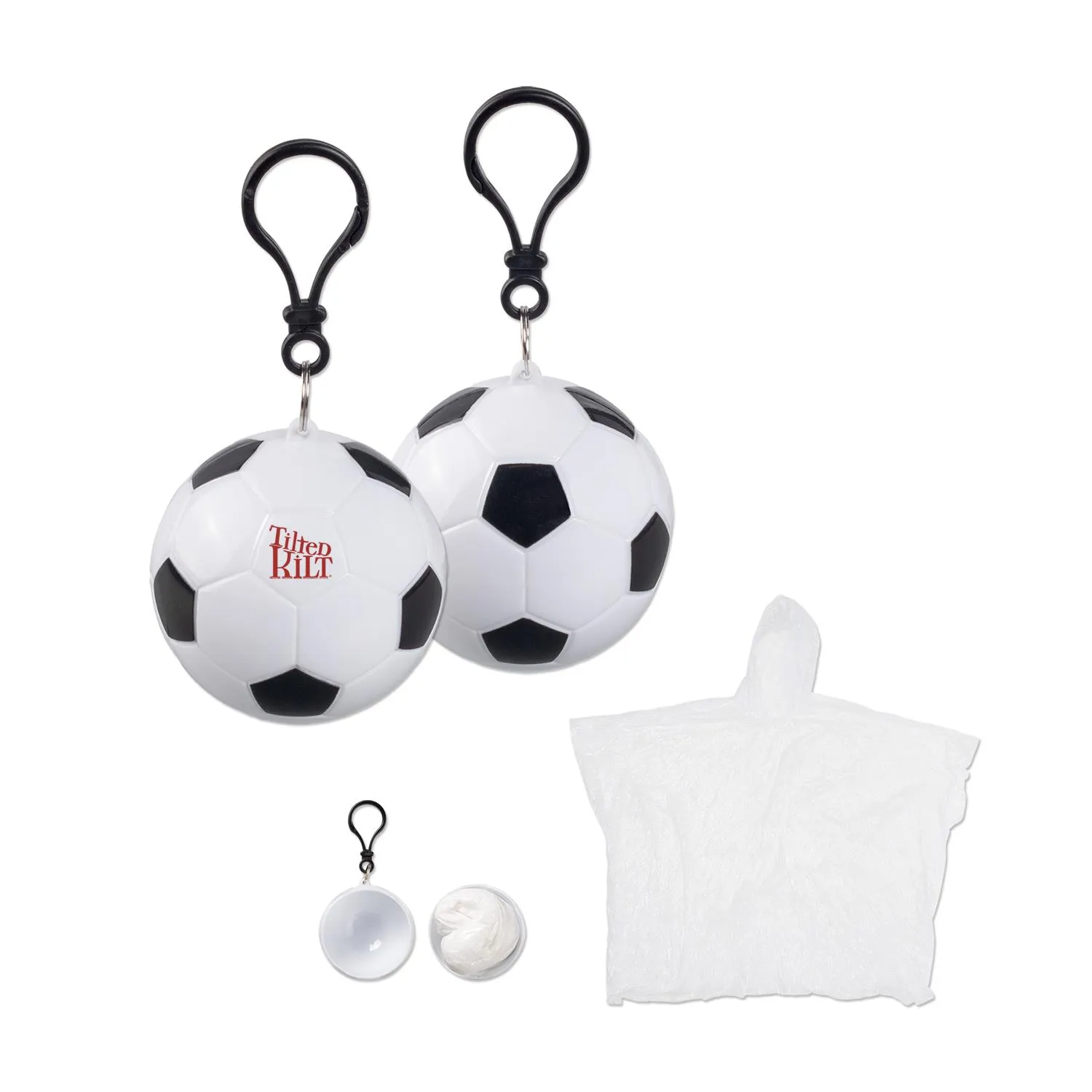Soccer Rain Poncho Ball Keychain Silicone Compact
