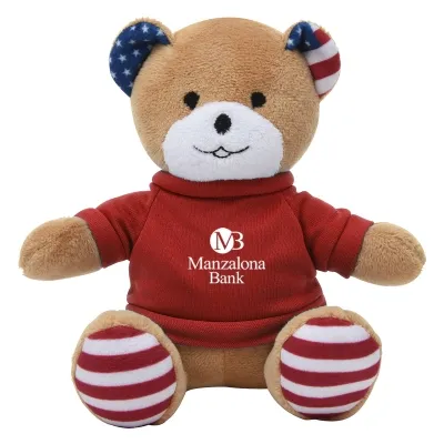 Patriotic Plush Bear with Customizable Clothing - 6 in - product view 14