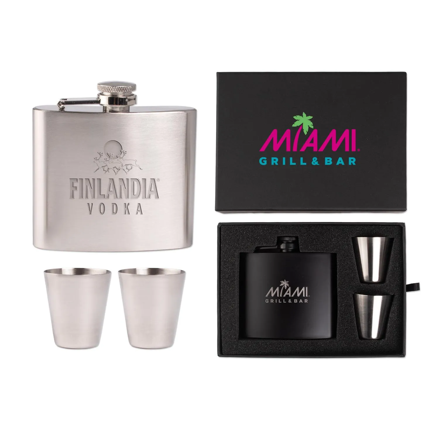 Flask Gift Set Stainless Steel with Shot Glass Duncan