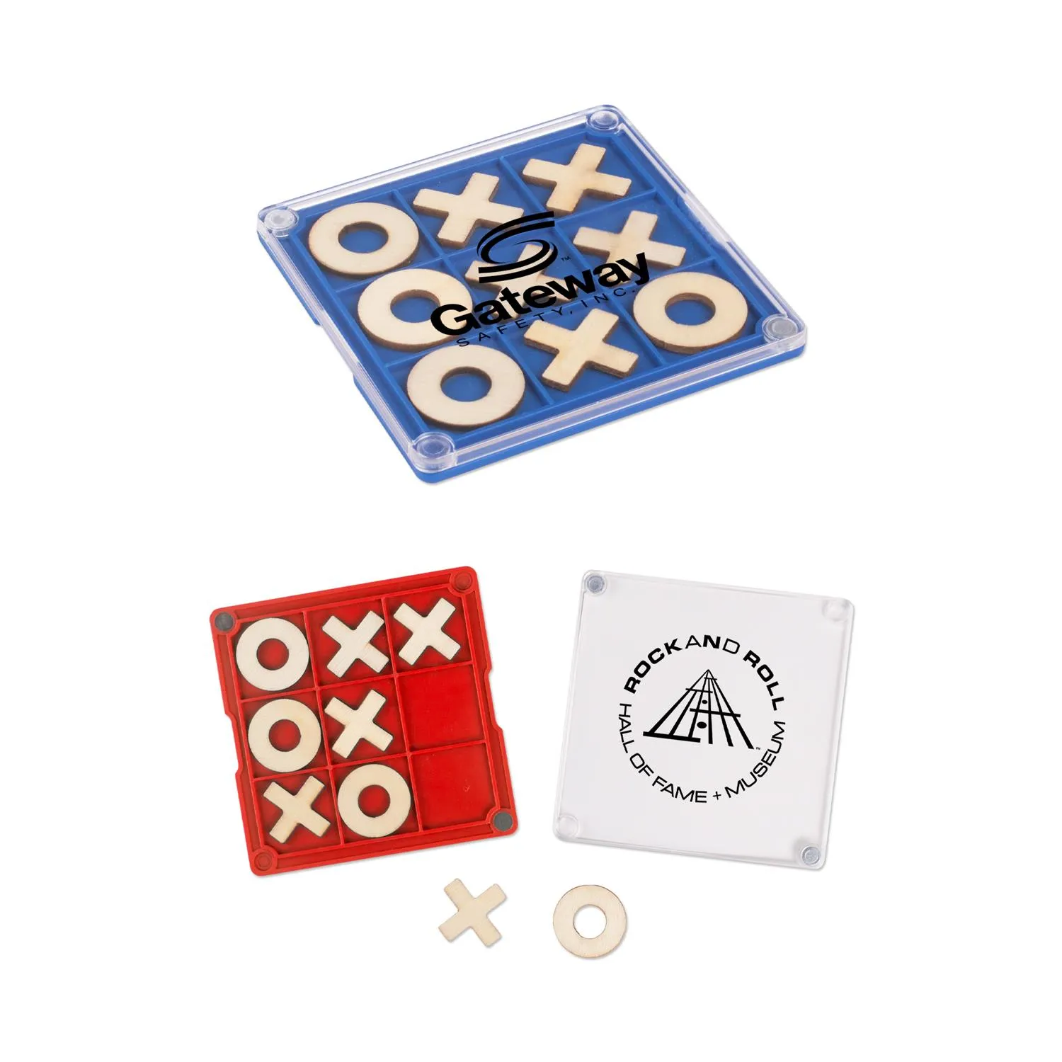 Tic Tac Toe Game Plastic Wooden Pieces Felt Backing
