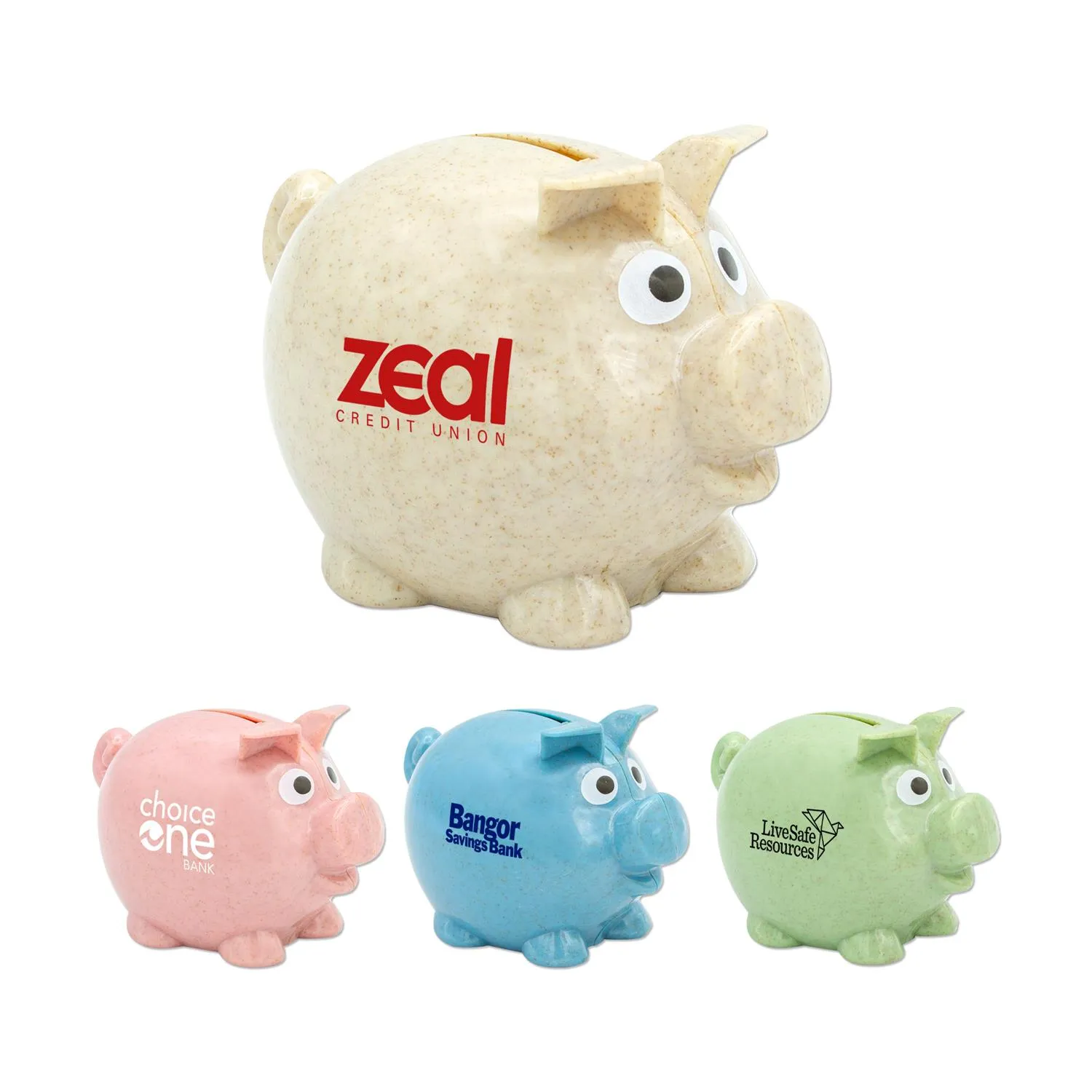 Piggy Bank Wheat Straw Eco Friendly Bottom Plug