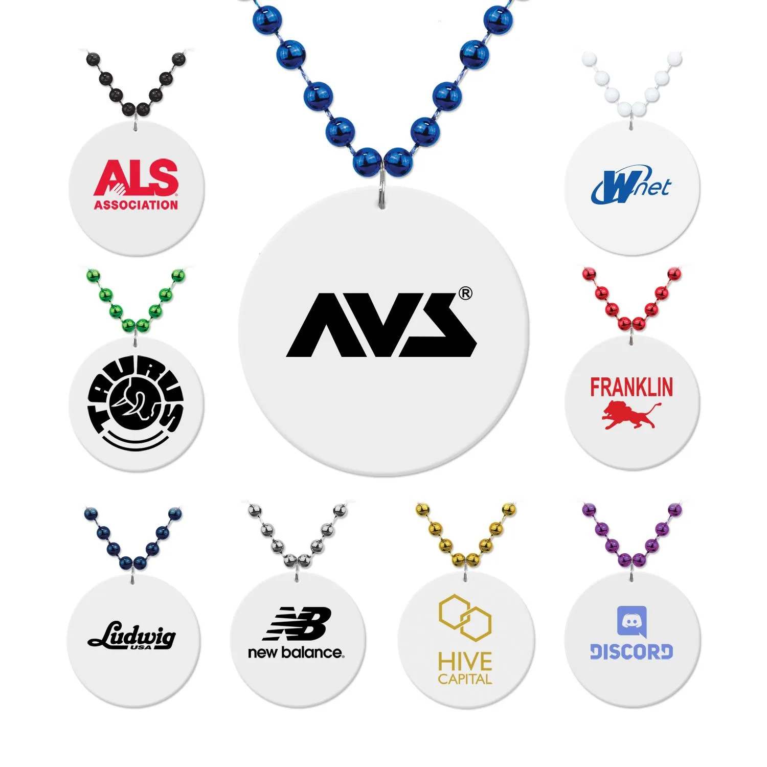 Medallion Beads White 7mm Colorful String Necklace