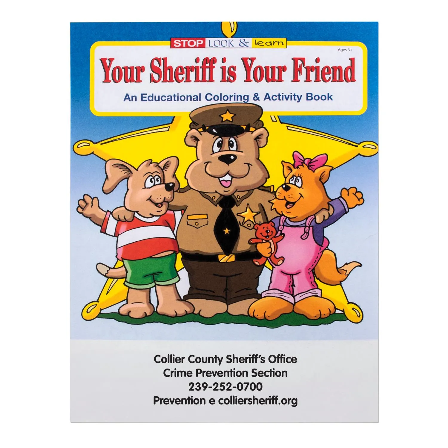 Sheriff Safety Coloring Book Educational Custom Imprint