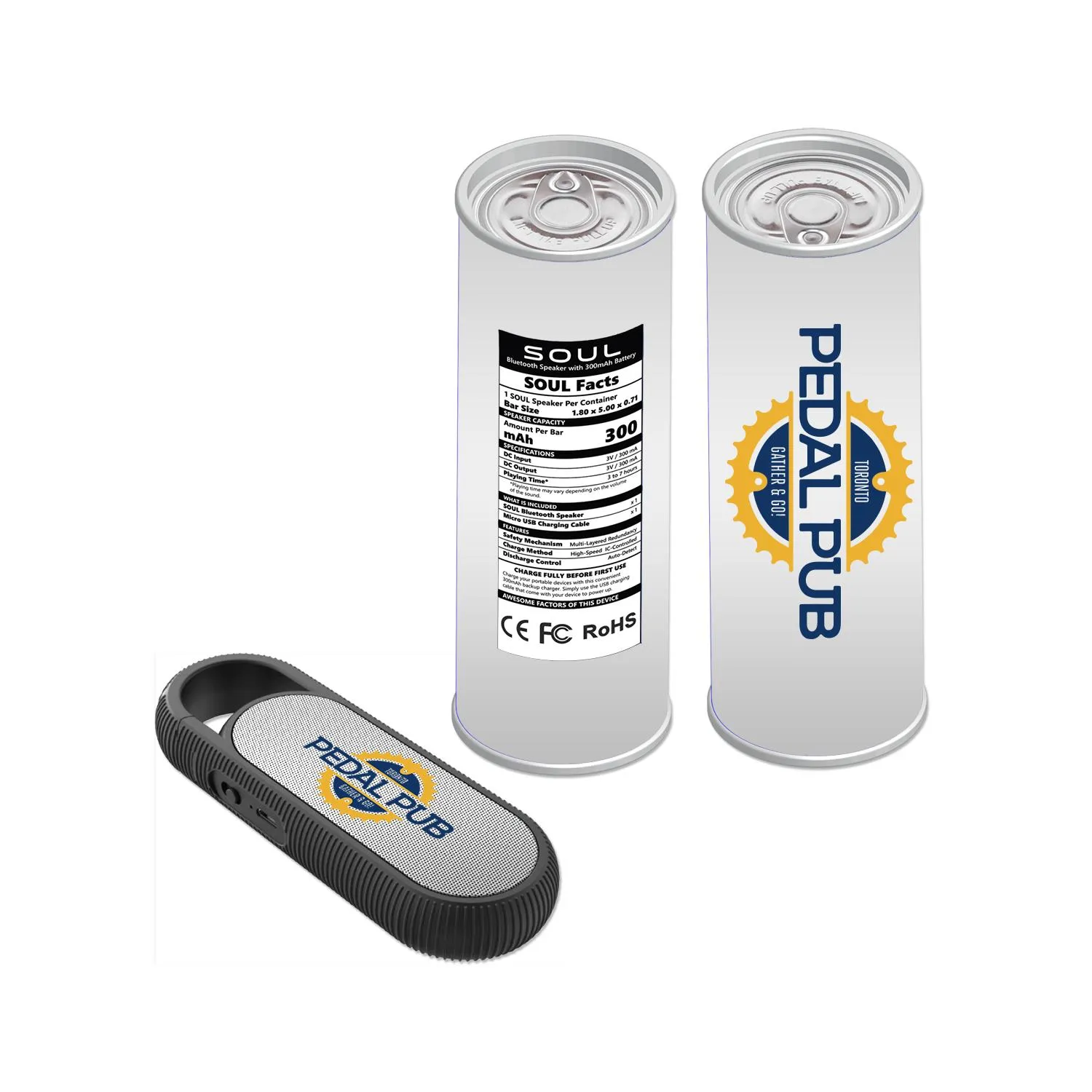 Bluetooth Speaker Portable with Clip Attachment - 5 x 1 3/4 in