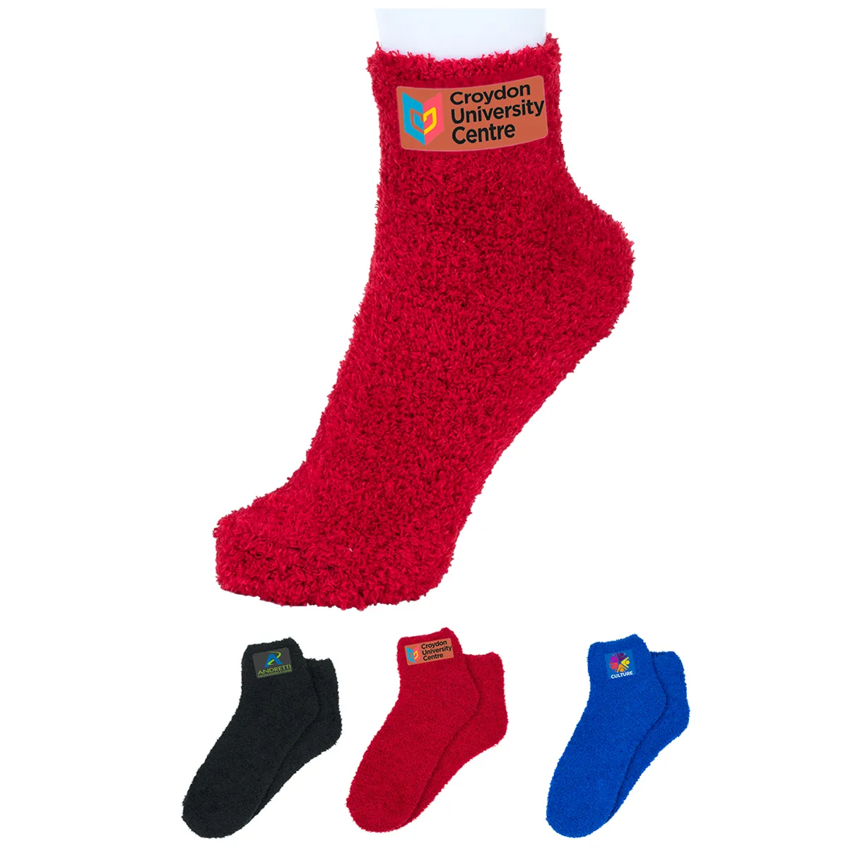 Fuzzy Socks Soft Polyester Full Color Imprint - 9.25 x 4.75 in