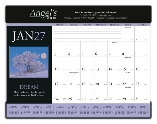 Motivational Desk Pad Calendar Vinyl Header - 17 x 23 in