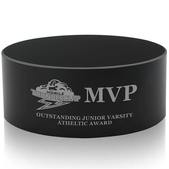 Cylinder Glass Award Black Base Personalized - 2 in Height
