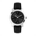 Watch Silver Case Crocodile Leatherette Men's - 38mm