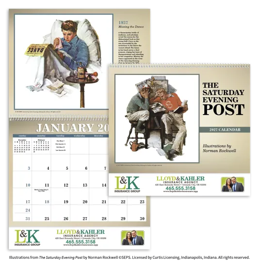 Norman Rockwell Saturday Evening Post Wall Calendar FSC - 18.5 x 11 in