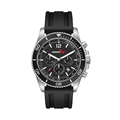 Chronograph Watch Matte Silver Steel Black Dial - 42.5mm