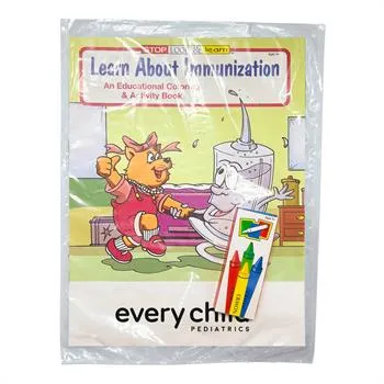 Immunization Coloring Book with Crayons FSC - 8 x 10.5 in - promotional product with custom logo