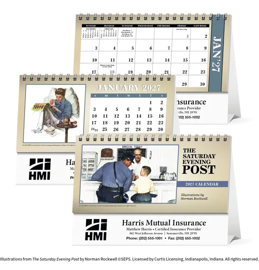 Norman Rockwell Illustrations Desk Calendar FSC Matte - 4.5 x 6 in