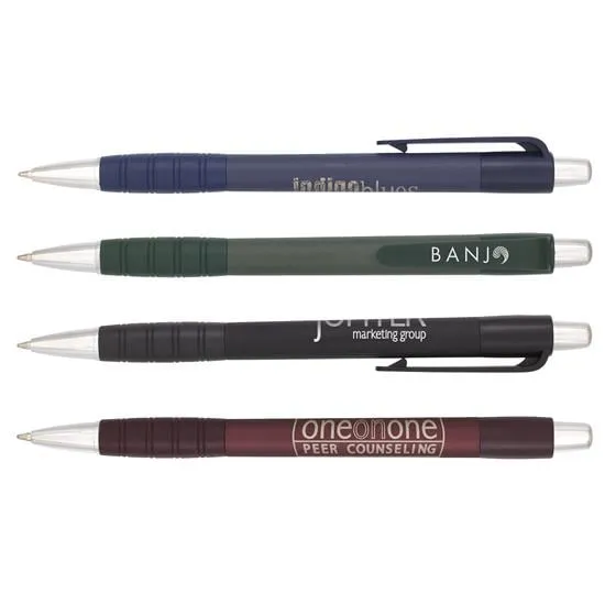 Pen Metallic Finish Functional Grip Plunger Action - 5.6 in