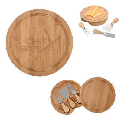 Cheese Server Kit Bamboo 3-Piece Round - 7.25 in
