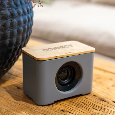 Cement Speaker with Bamboo Wireless Charger Combo - 4.25 in - product view 1