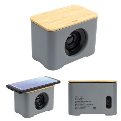 Cement Speaker with Bamboo Wireless Charger Combo - 4.25 in - product view 3