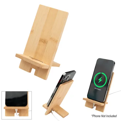 Phone Stand Bamboo Charging Slot - 3 x 5.5 in - product view 2