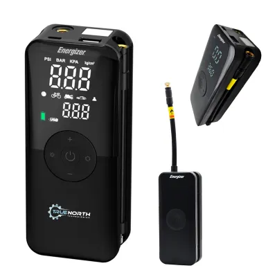 Electric Tire Pump and Power Bank with LCD Display - 2.75 x 6.25 in