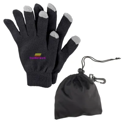 Touch Screen Gloves with Drawstring Pouch (One Size) - product view 3