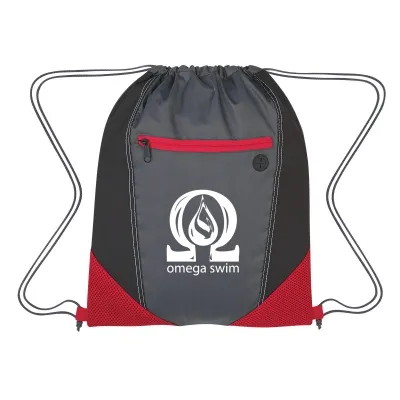 Drawstring Sports Pack Two-Tone with Earbud Slot - 13 x 16.5 in