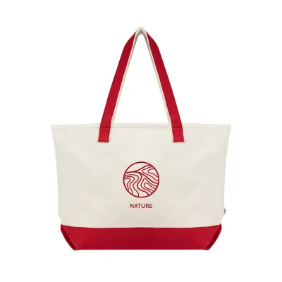 Custom Tote Bag Recycled Cotton Canvas Zippered - 21.75 x 14.25 in
