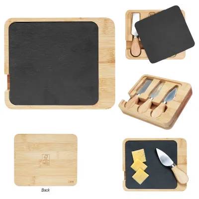 Cheese Server Set Slate and Bamboo with Tools - 3 Piece - product view 2