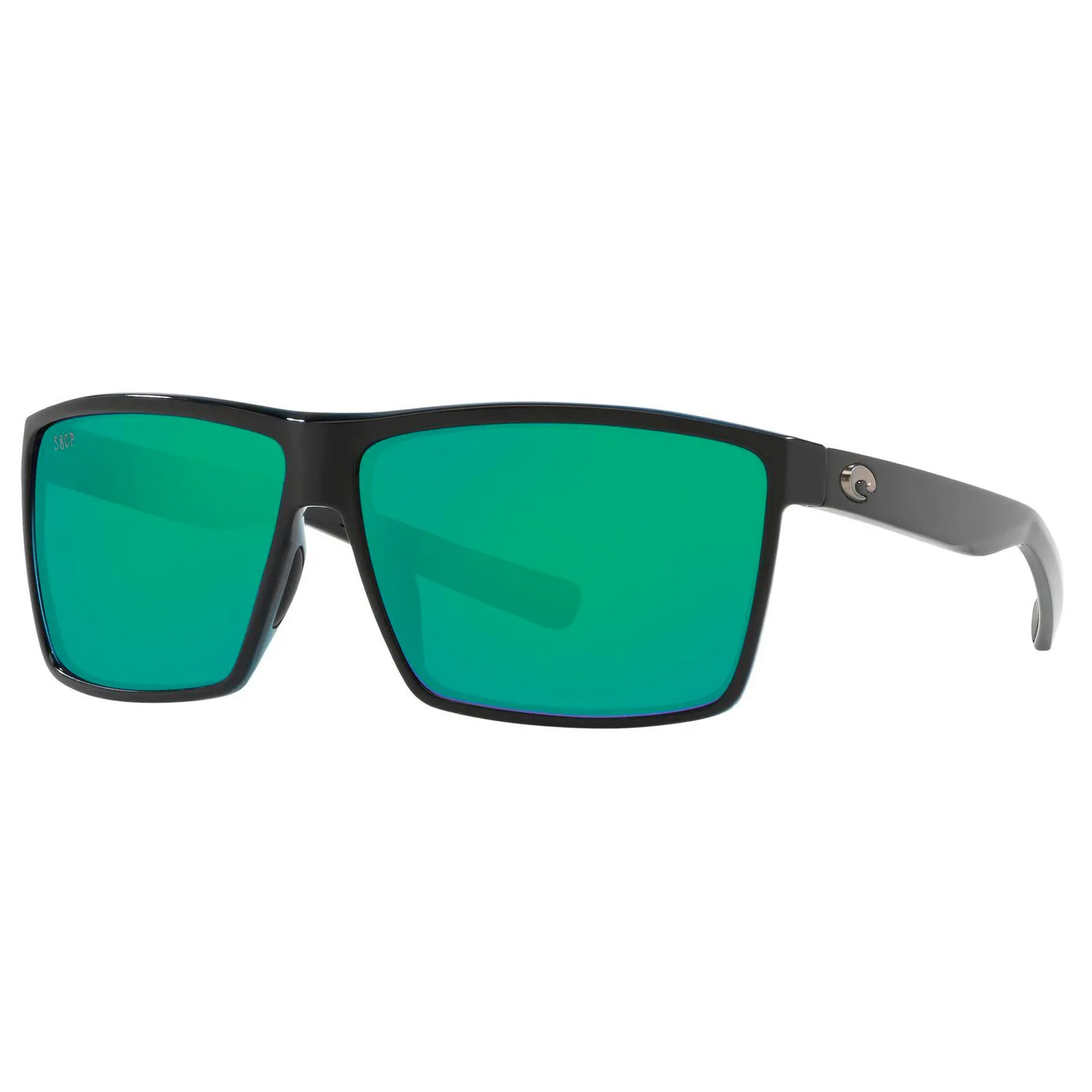 Rincon Sunglasses - (Frame) Shiny Black; (Lens) Green Mirror, 580P