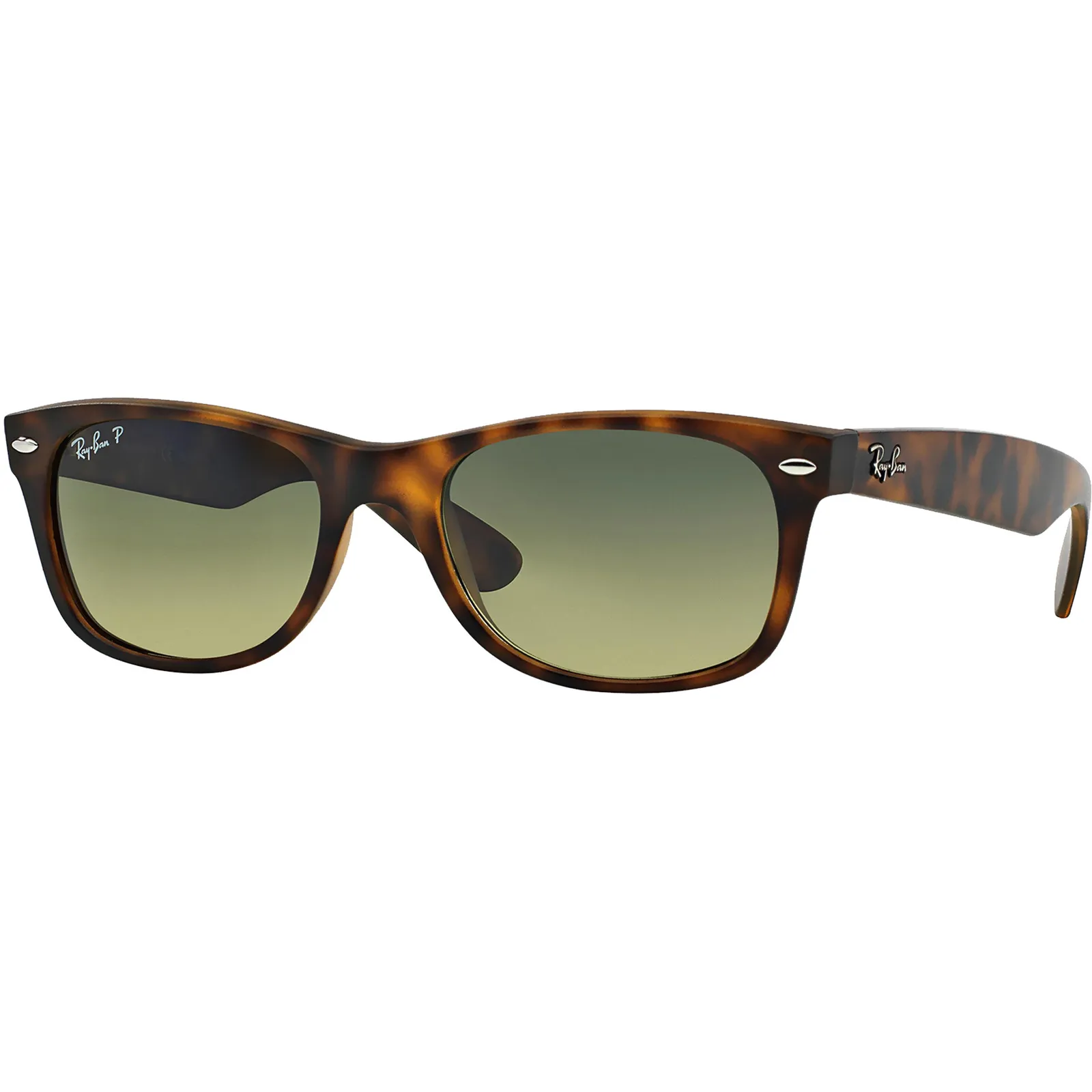 Ray-Ban New Wayfarer Polarized Sunglasses Matte Tortoise - 7 x 5 in