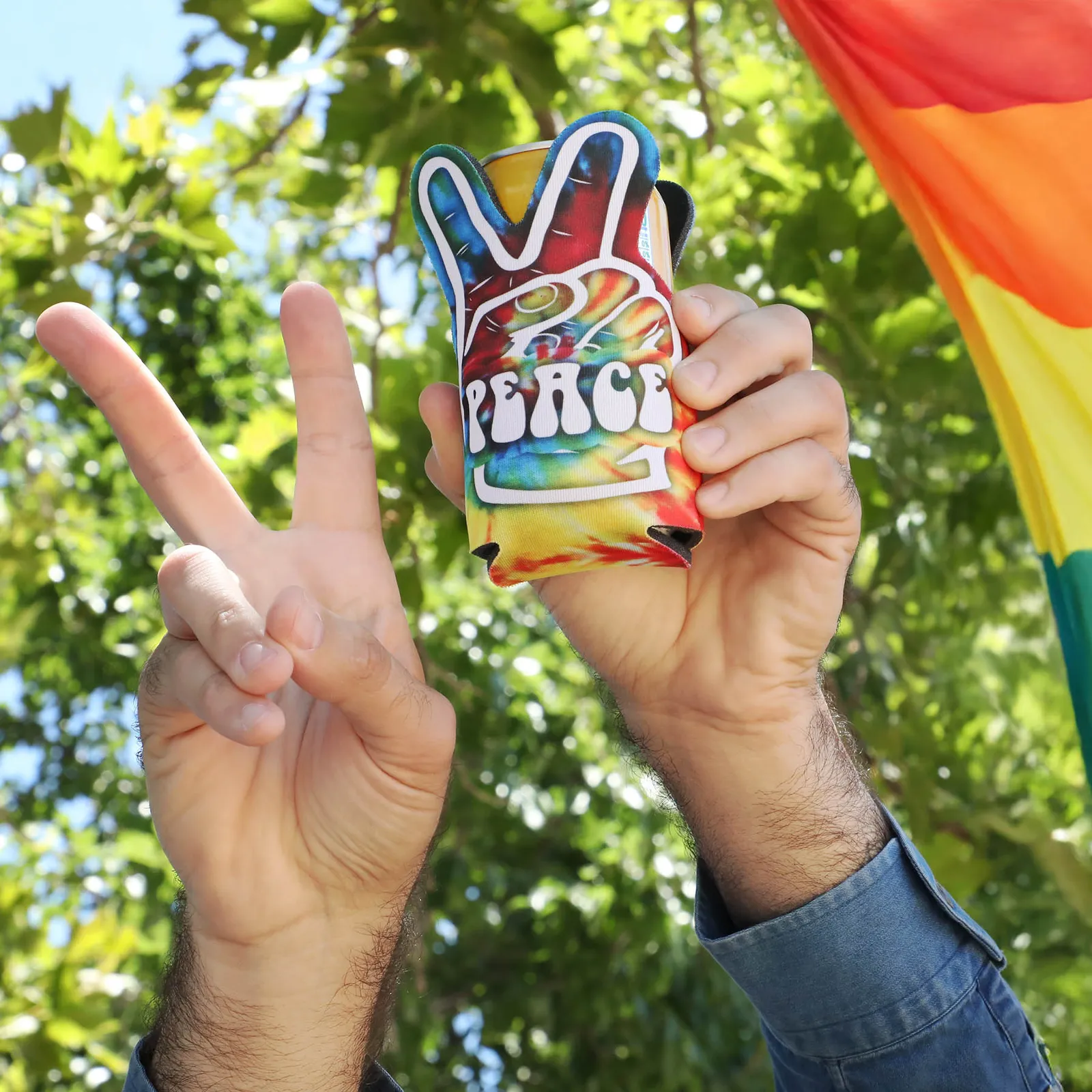 Can Cooler Peace Sign Shape High Density Foam