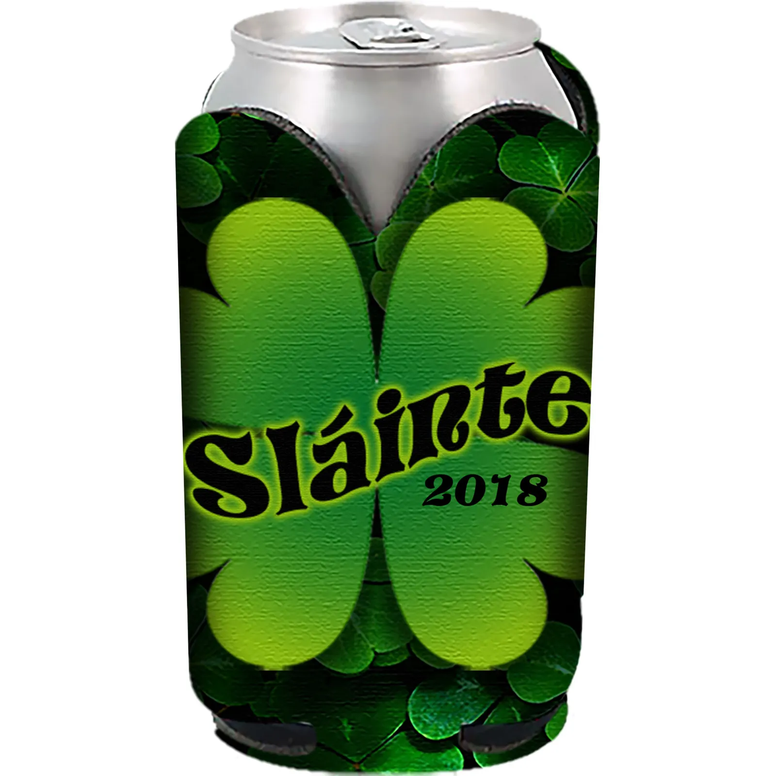 Custom Koozies Shamrock Can Cooler Scuba Foam - 4 x 4.25 in