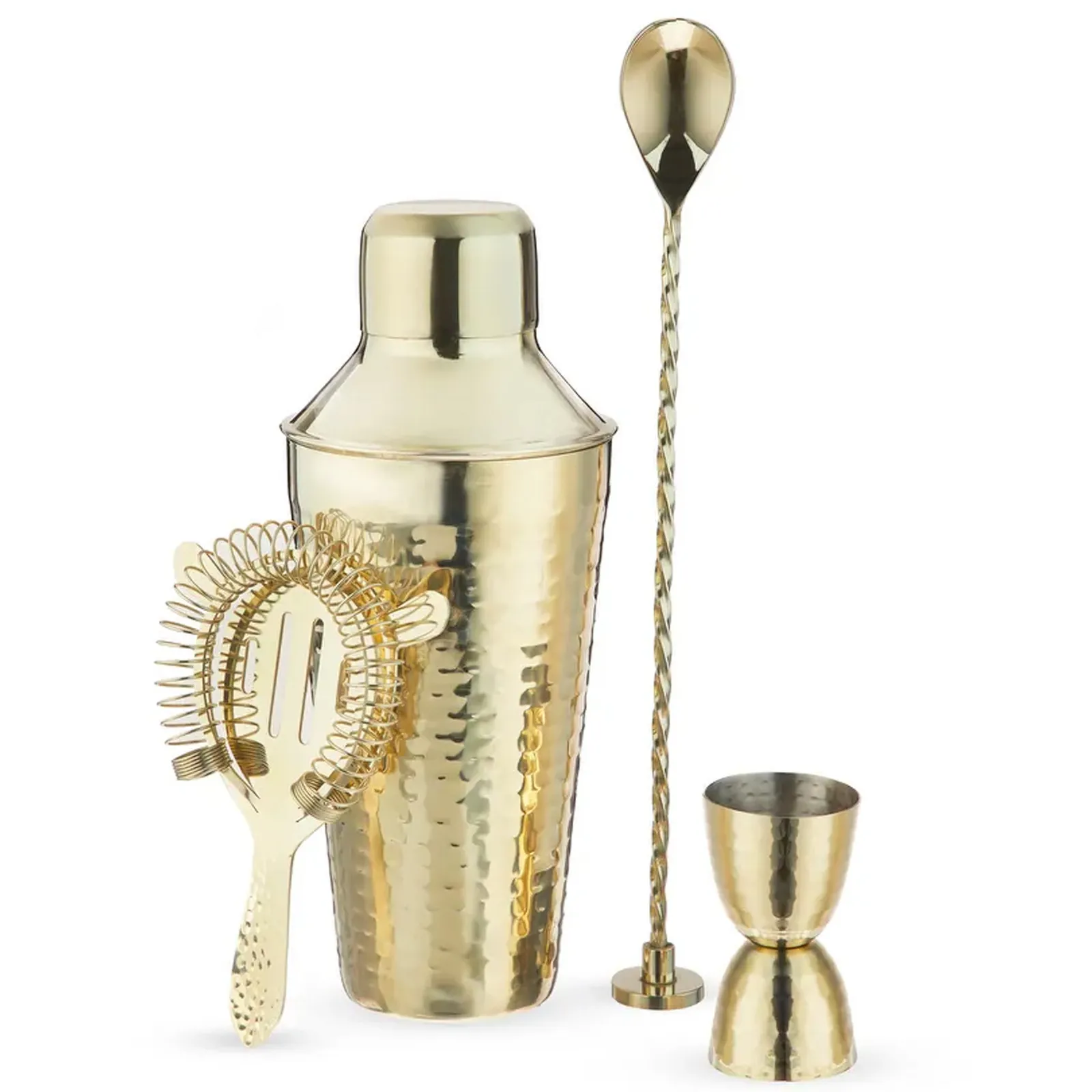 Barware Set Hammered Gold Stainless Steel (5 Piece)